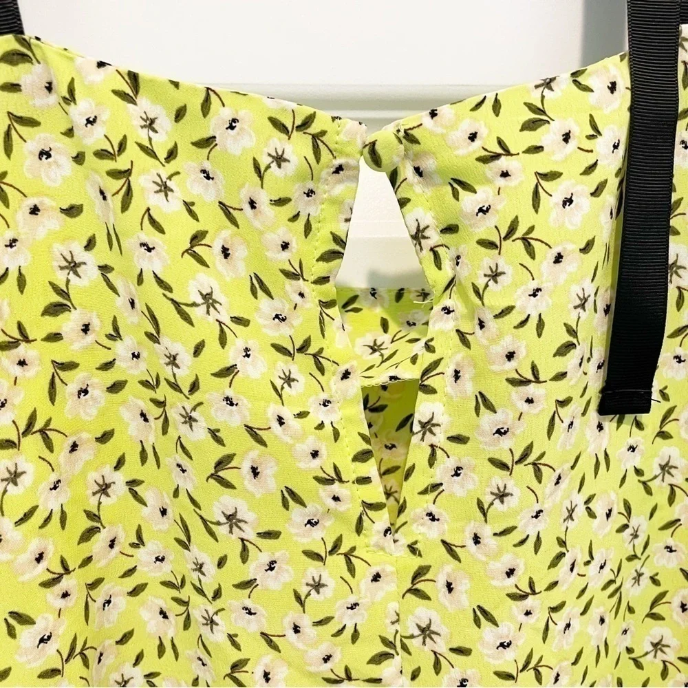 New TOPSHOP Floral Print Drop Waist Midi Dress in Lime
